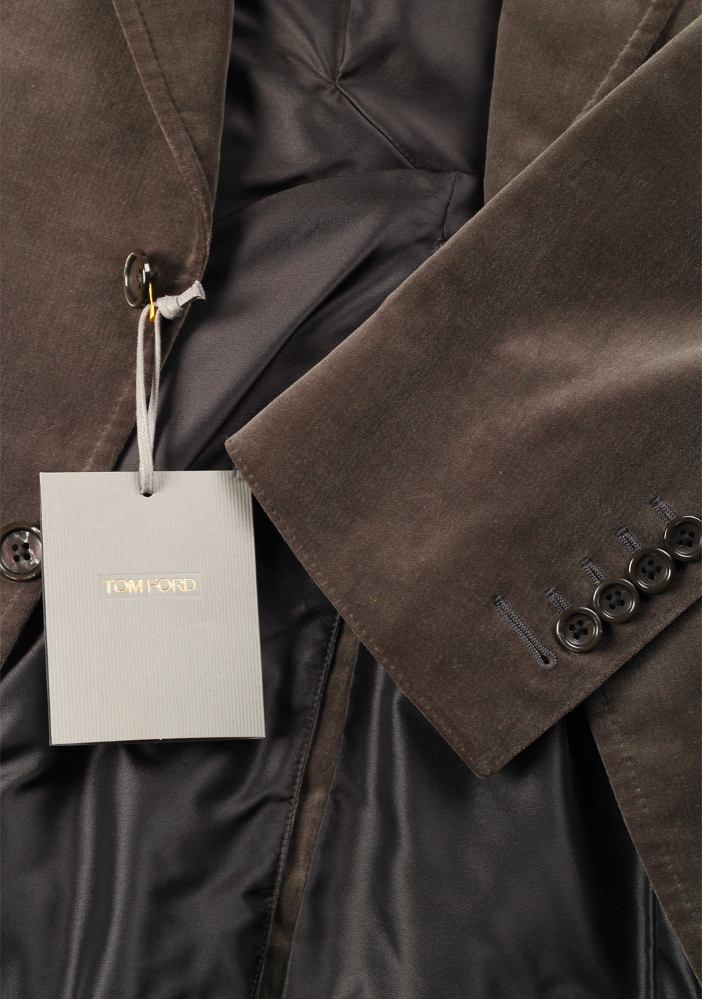 TOM FORD Wetherby Brownish Gray Sport Coat Velvet Tuxedo Dinner Jacket Size 48 / 38R U.S. Cotton Base T