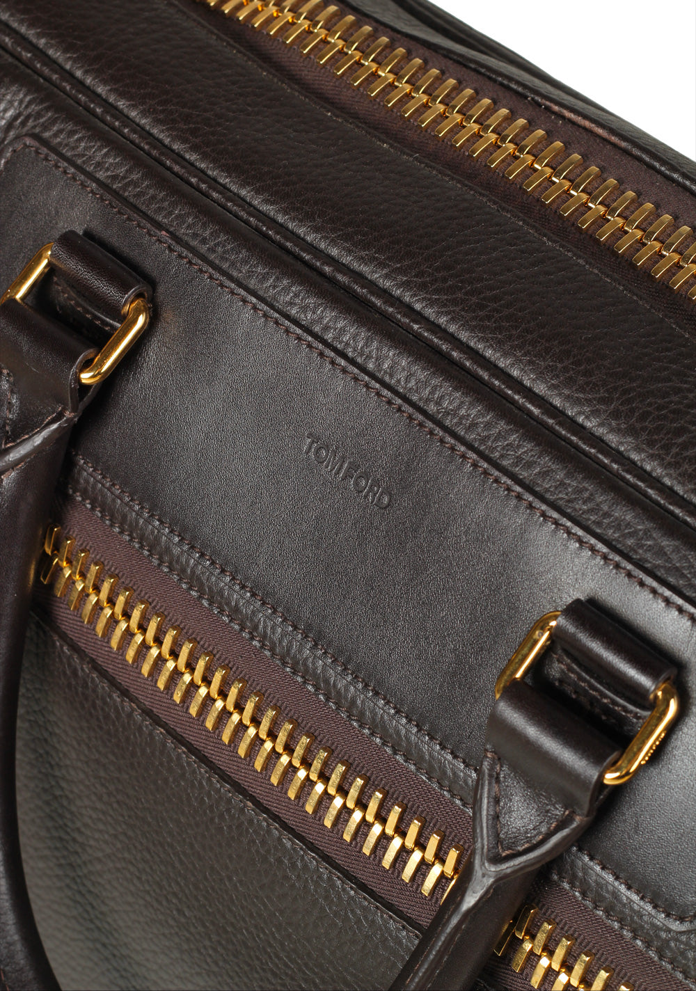 TOM FORD Zip Briefcase With Shoulder Strap Brown