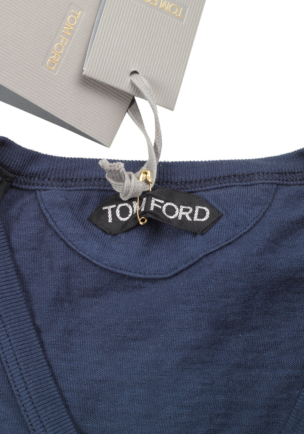 TOM FORD V Neck Tee Blue Shirt Size 46 / 36R U.S.