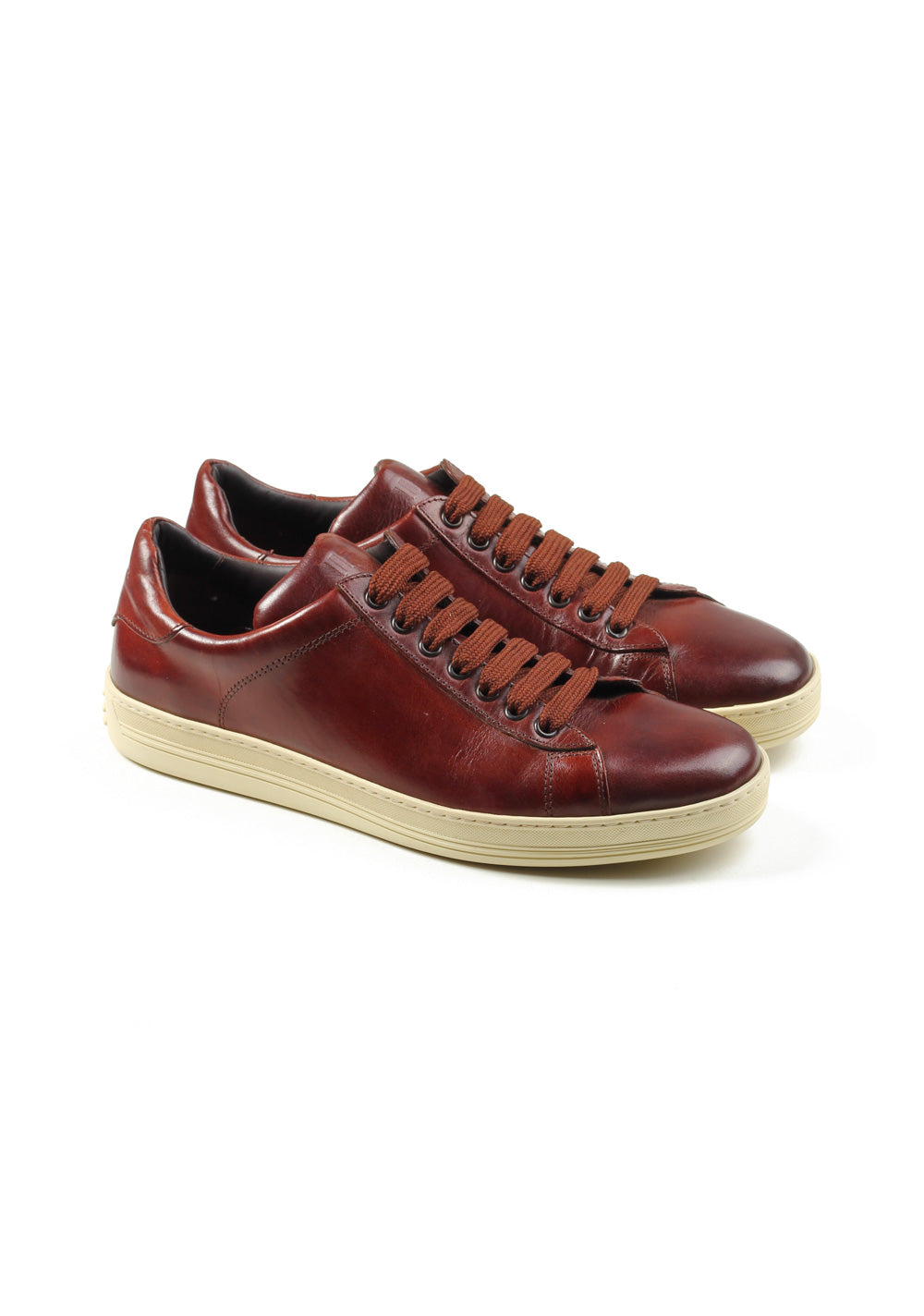 TOM FORD Russel Low Top Brown Leather Sneaker Shoes Size 8.5 Uk / 9.5 U.S.