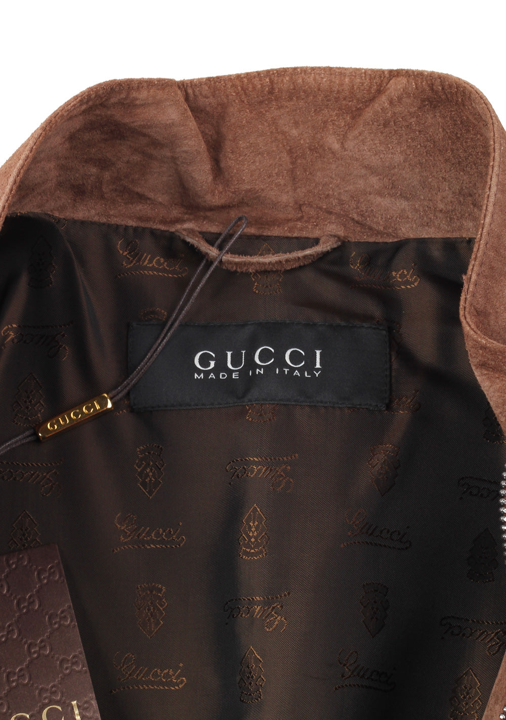 Gucci Brown Leather Bomber Jacket Coat Size 48 / 38R U.S.