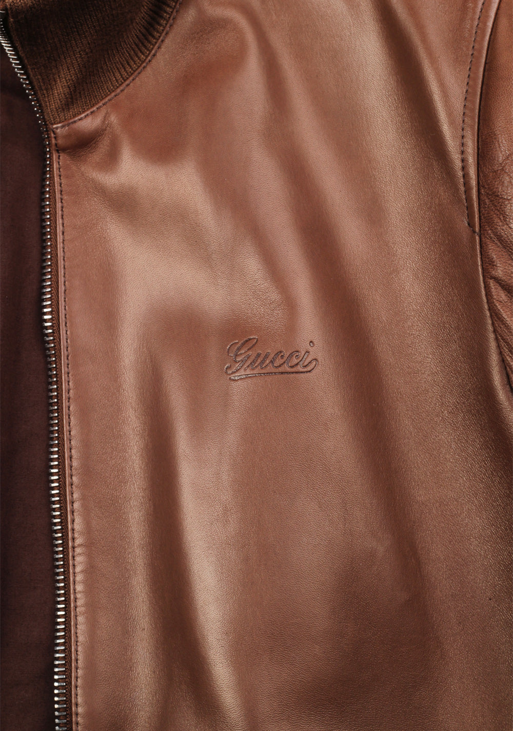 Gucci Brown Nappa Leather Bomber Jacket Coat Size 58 / 48R U.S.