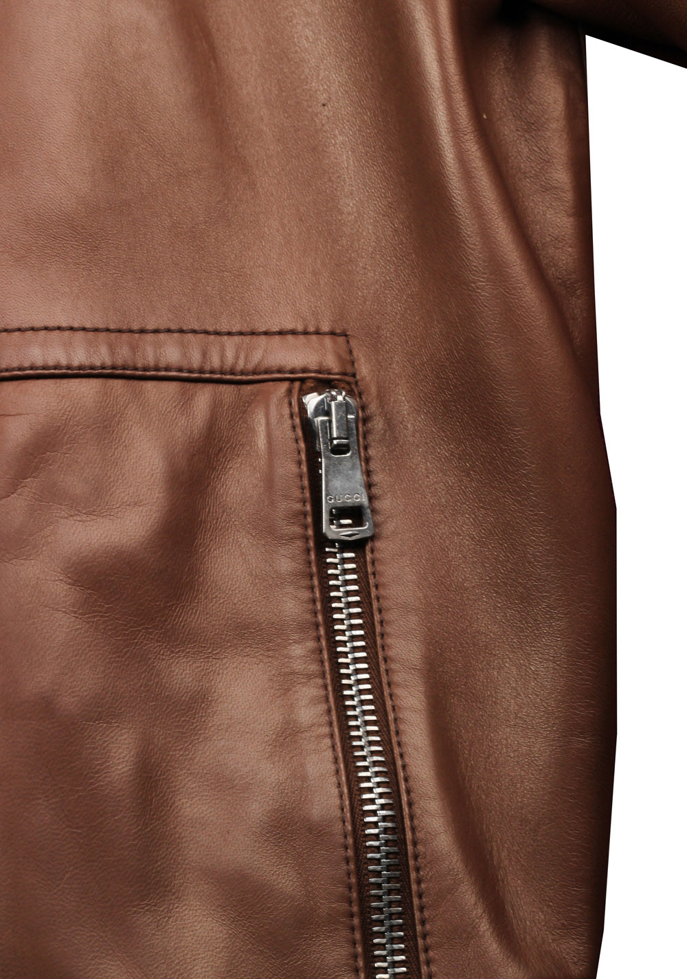 Gucci Brown Nappa Leather Bomber Jacket Coat Size 58 / 48R U.S.