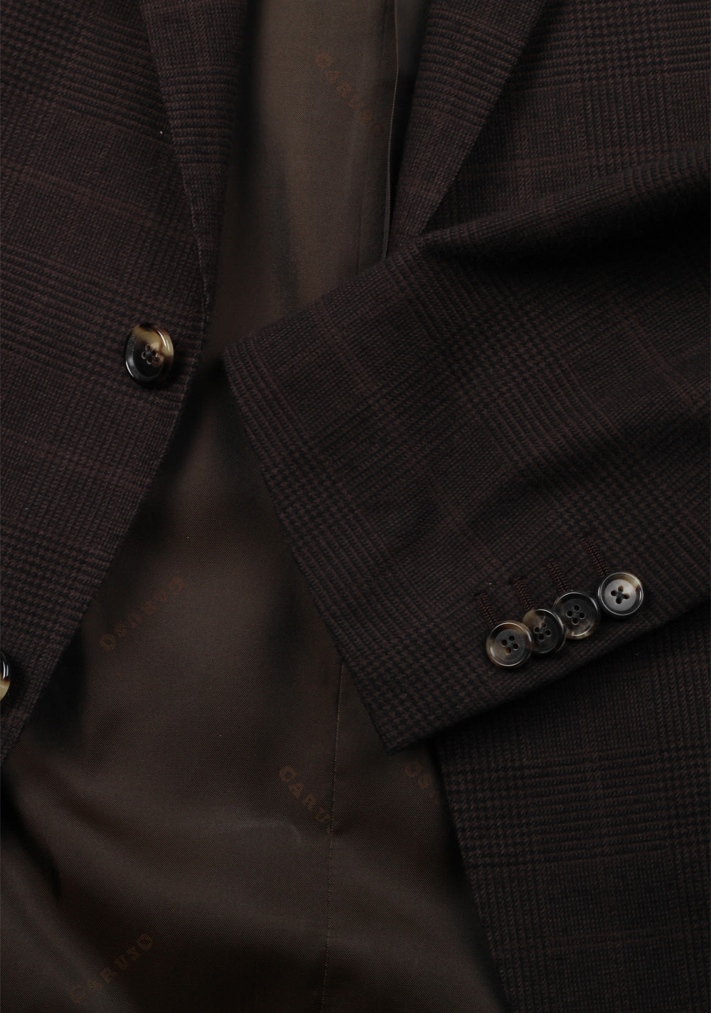 Caruso Brown Checked Sport Coat Size 54 / 44R U.S. Cotton