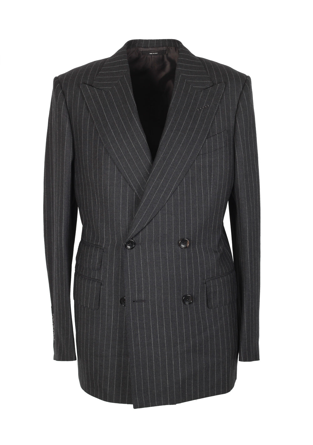 TOM FORD Shelton Double Breasted Striped Gray Suit Size 46 / 36R U.S. Wool
