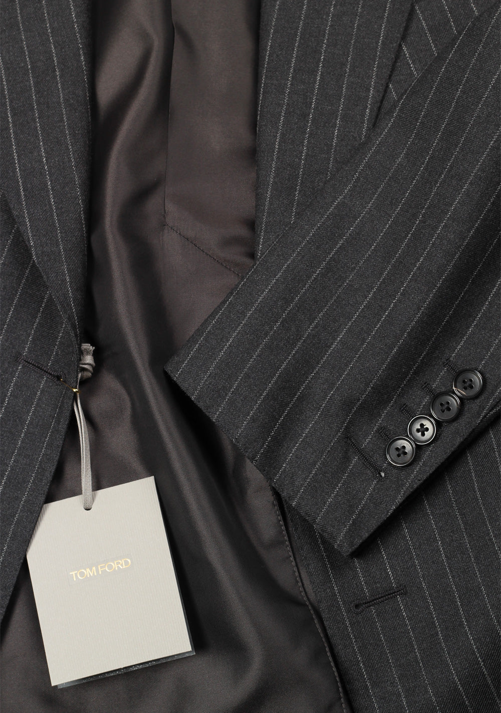 TOM FORD Shelton Double Breasted Striped Gray Suit Size 46 / 36R U.S. Wool