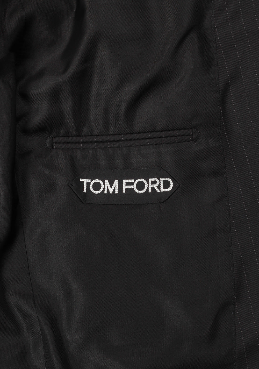 TOM FORD Spencer Striped Charcoal Suit Size 46 / 36R U.S. Wool Silk Fit D