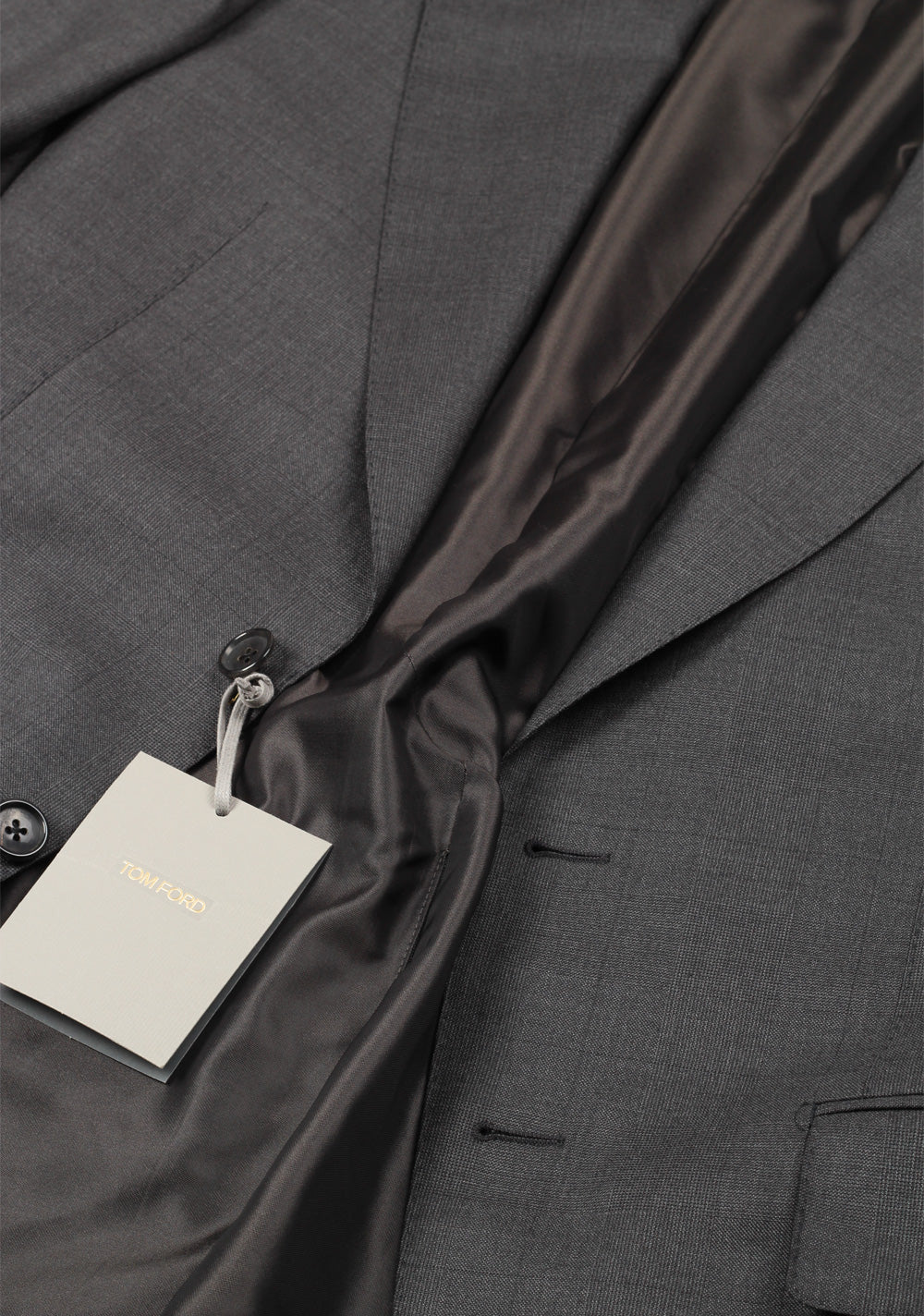 TOM FORD Shelton Checked Gray Suit Size 46 / 36R U.S. Wool Silk