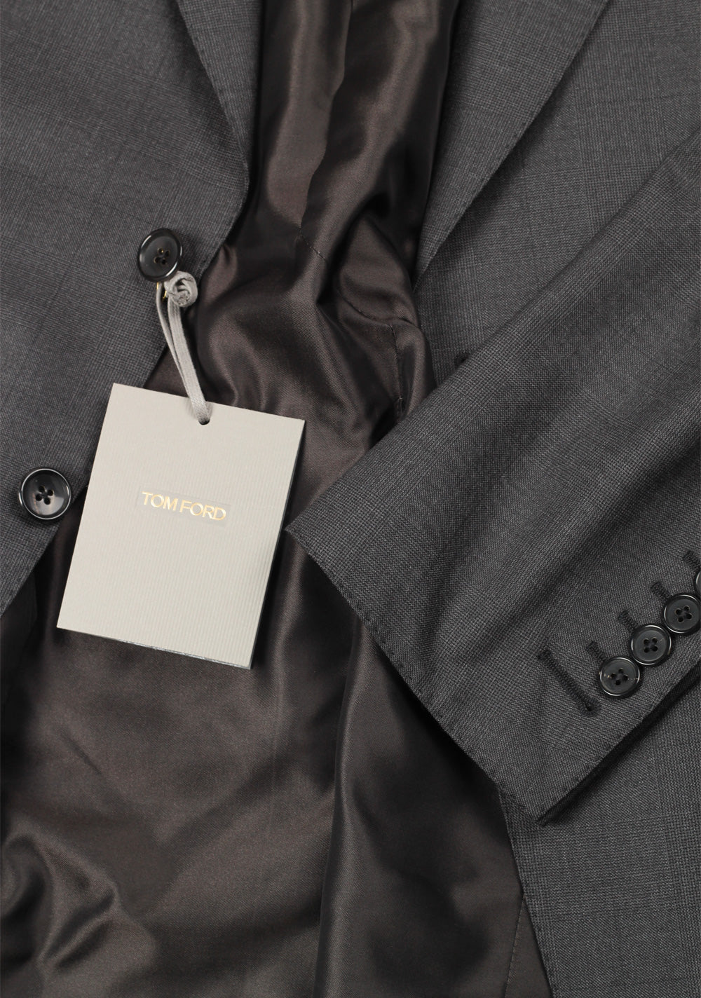 TOM FORD Shelton Checked Gray Suit Size 46 / 36R U.S. Wool Silk