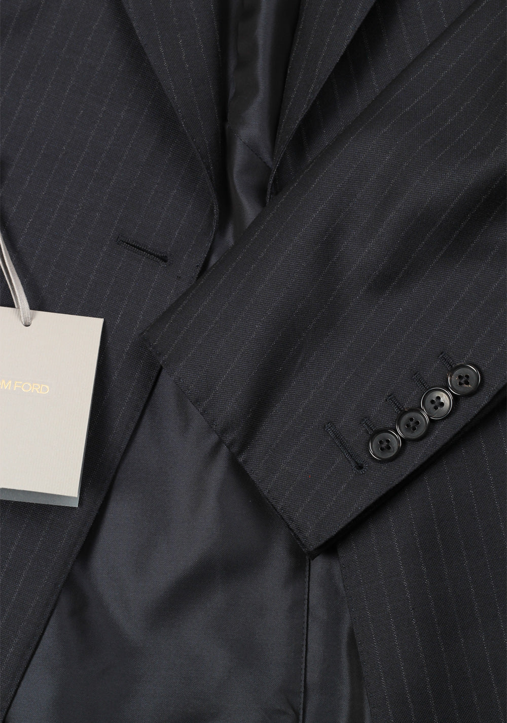 TOM FORD Spencer Double Breasted Striped Charcoal Suit Size 46 / 36R U.S. Wool Silk Mohair Fit D