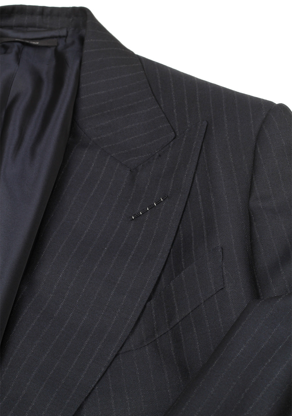 TOM FORD Spencer Double Breasted Striped Charcoal Suit Size 46 / 36R U.S. Wool Silk Mohair Fit D