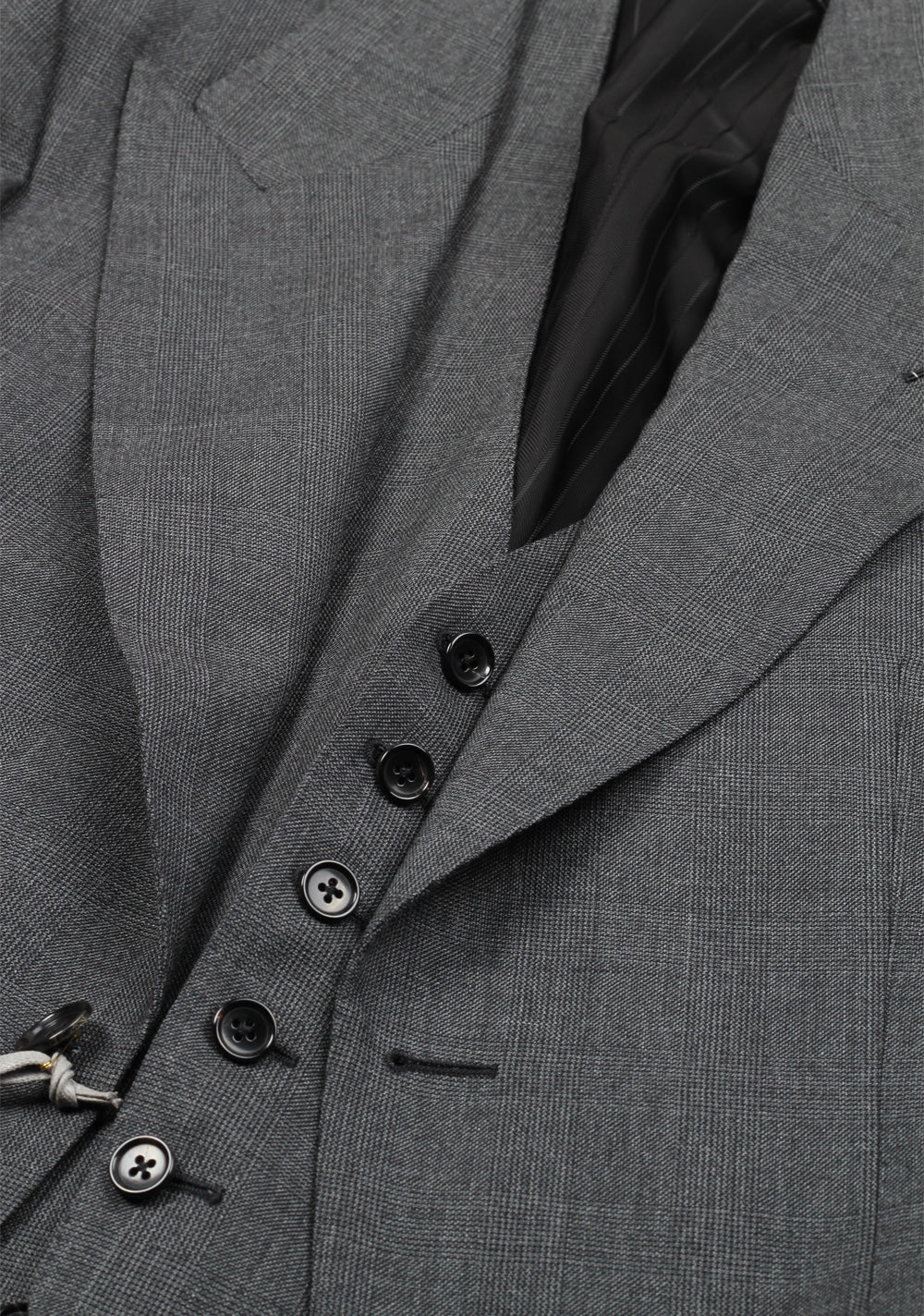 TOM FORD Shelton Gray Checked 3 Piece Suit Size 46 / 36R U.S. Wool