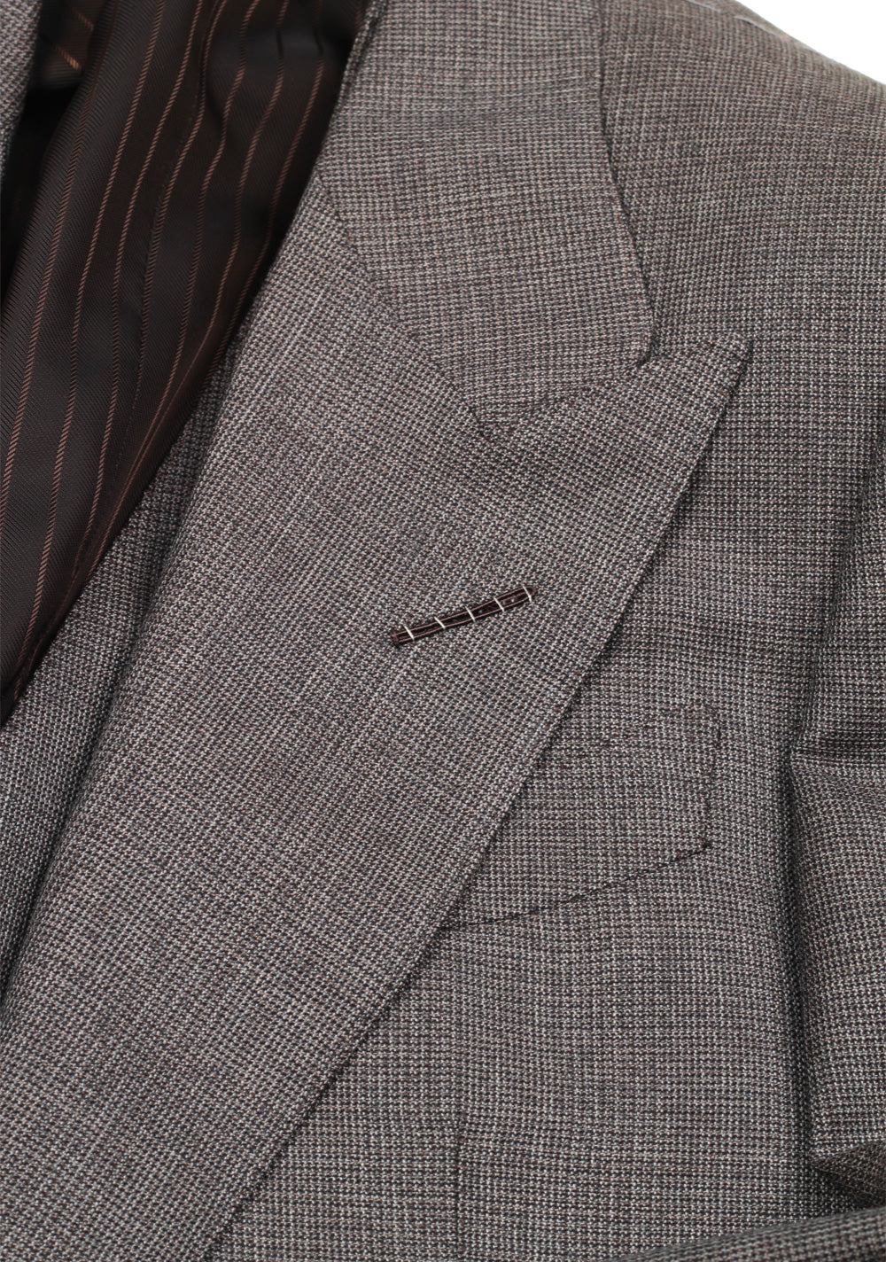 TOM FORD Shelton Brownish Gray Checked 3 Piece Suit Size 46 / 36R U.S. Wool