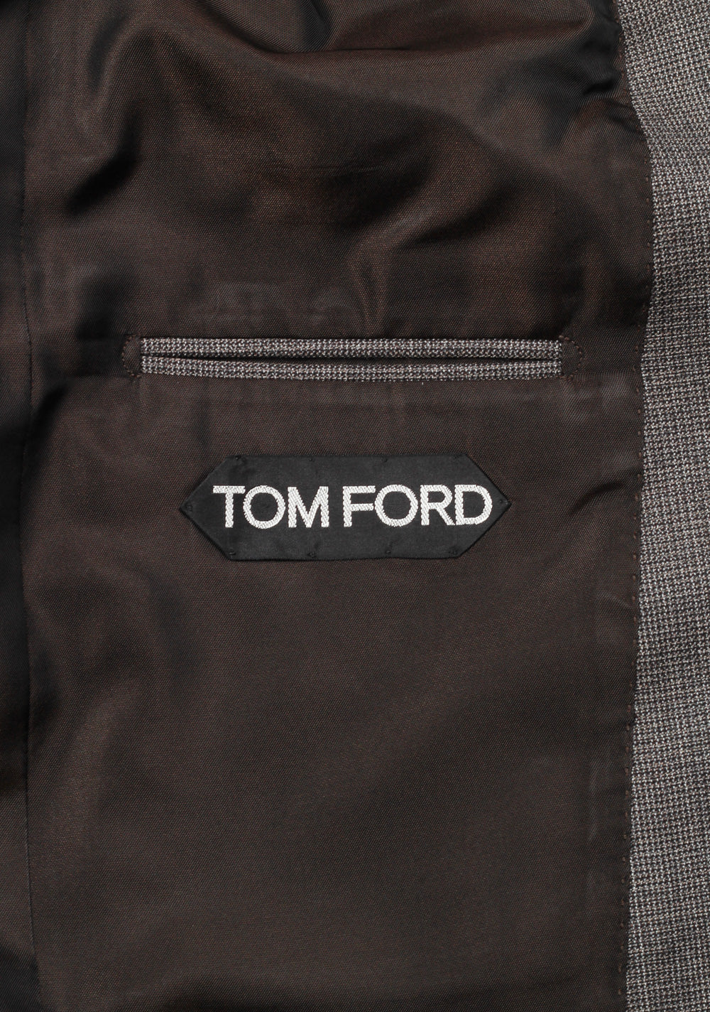 TOM FORD Shelton Brownish Gray Checked 3 Piece Suit Size 46 / 36R U.S. Wool