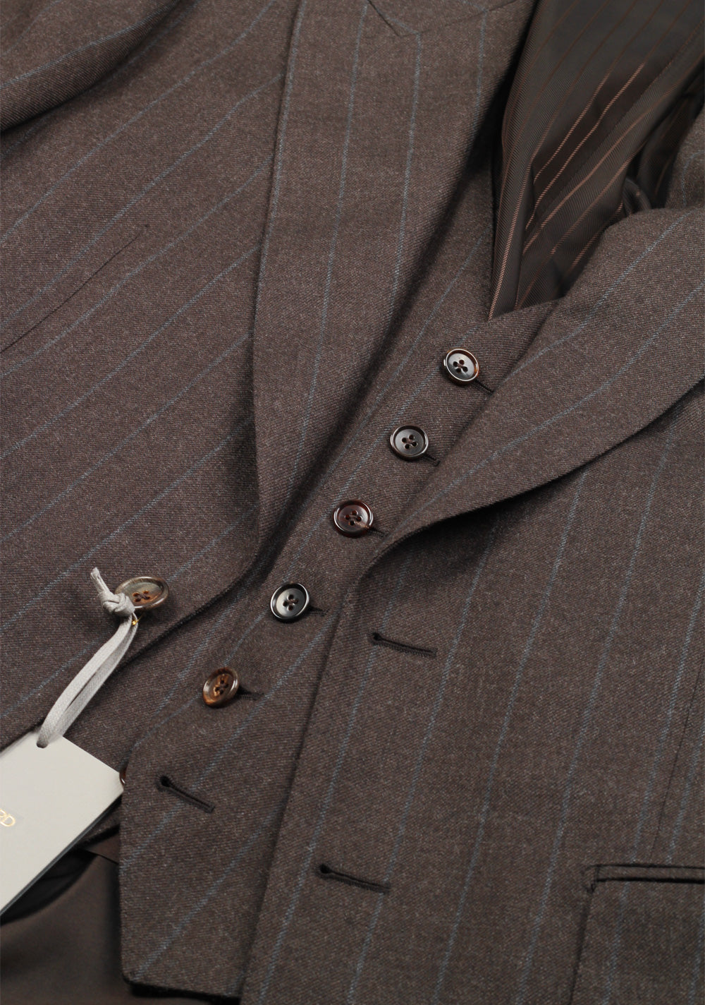 TOM FORD Shelton Brown Striped 3 Piece Suit Size 46 / 36R U.S. Wool