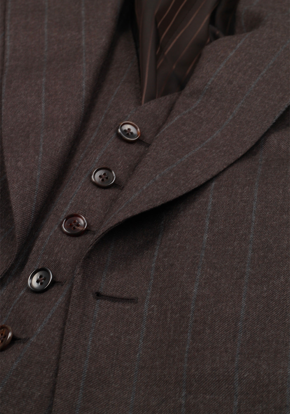 TOM FORD Shelton Brown Striped 3 Piece Suit Size 46 / 36R U.S. Wool