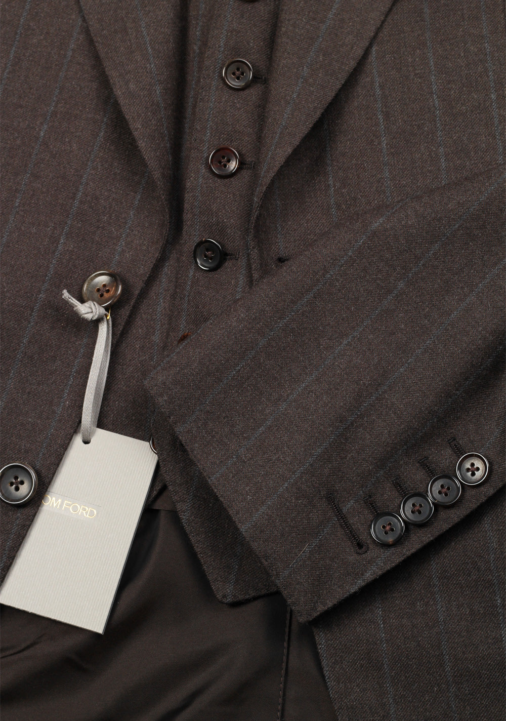 TOM FORD Shelton Brown Striped 3 Piece Suit Size 46 / 36R U.S. Wool