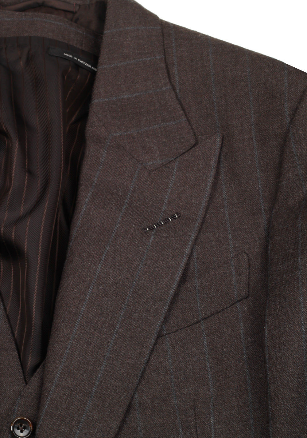 TOM FORD Shelton Brown Striped 3 Piece Suit Size 46 / 36R U.S. Wool