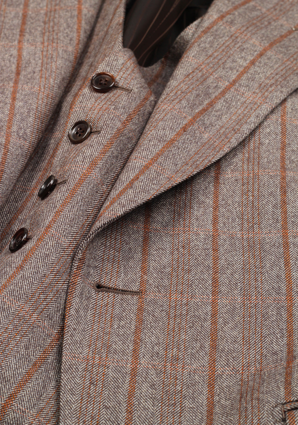 TOM FORD Shelton Brown Checked 3 Piece Suit Size 46 / 36R U.S. Wool