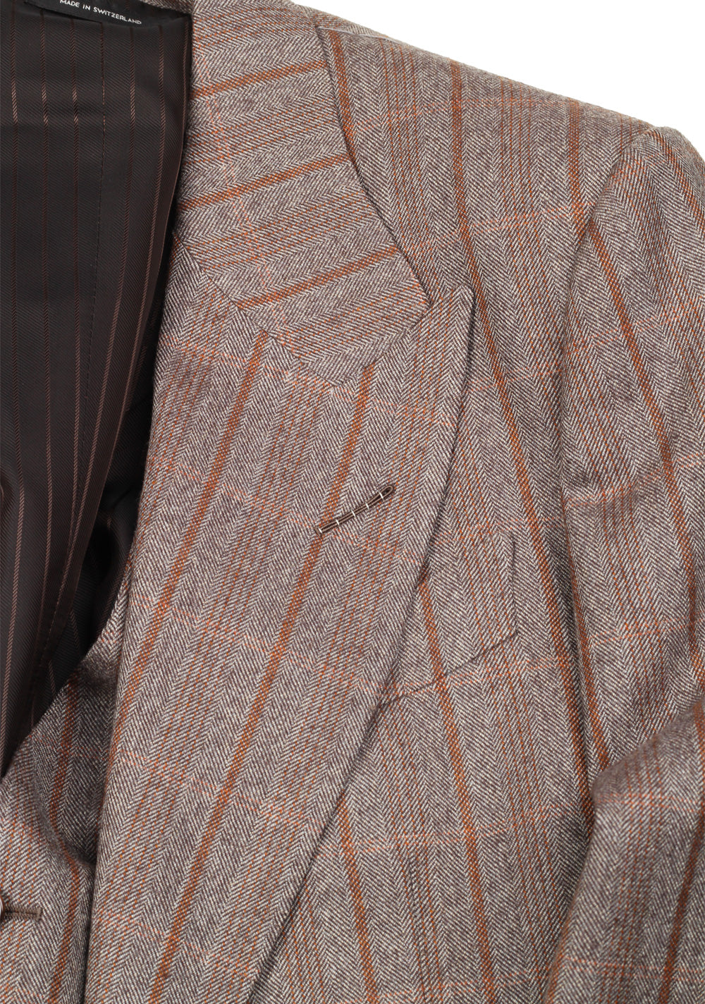 TOM FORD Shelton Brown Checked 3 Piece Suit Size 46 / 36R U.S. Wool