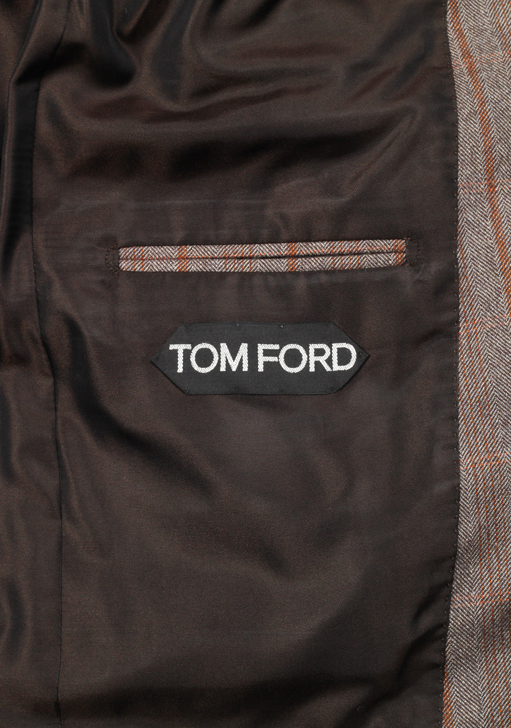 TOM FORD Shelton Brown Checked 3 Piece Suit Size 46 / 36R U.S. Wool