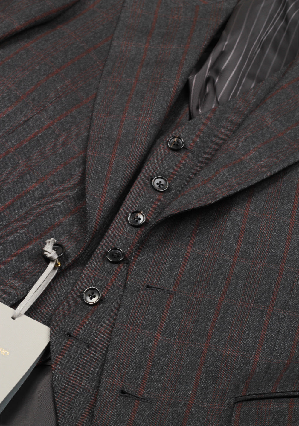 TOM FORD Shelton Gray Checked 3 Piece Suit Size 46 / 36R U.S. Wool