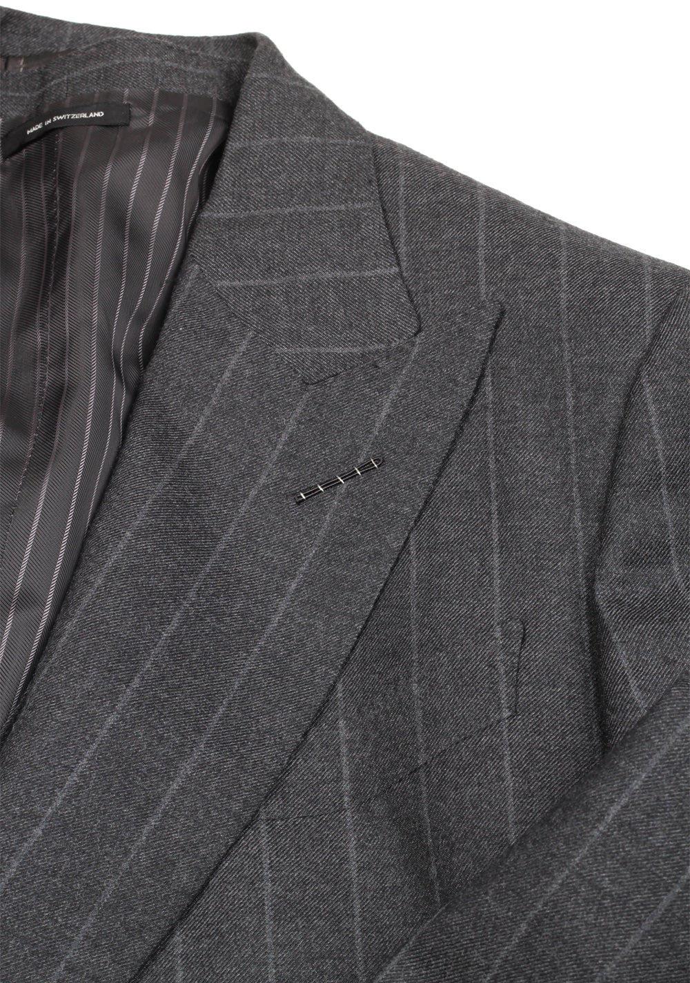 TOM FORD Shelton Double Breasted Striped Gray 3 Piece Suit Size 46 / 36R U.S. Wool