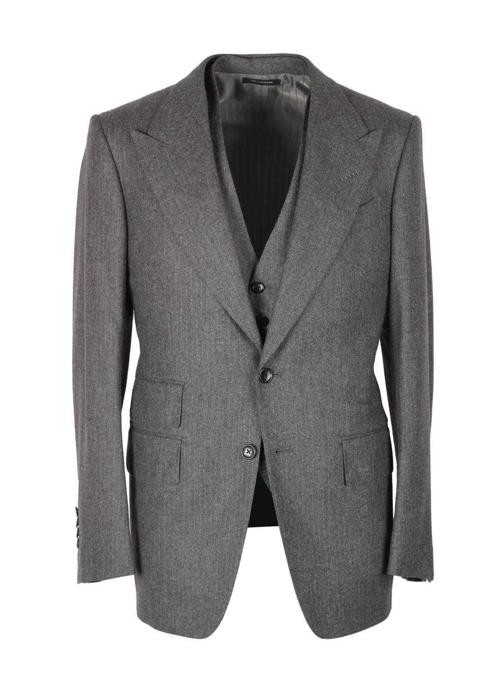 TOM FORD Shelton Gray Striped 3 Piece Suit Size 46 / 36R U.S. Wool