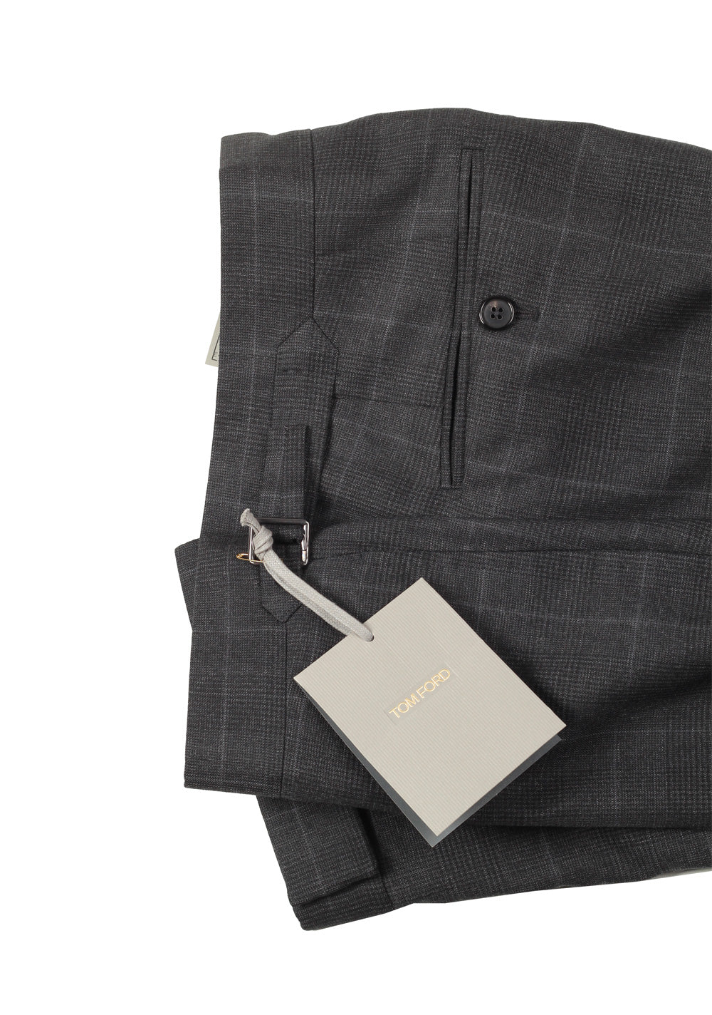 TOM FORD Shelton Checked Gray Suit Size 46 / 36R U.S. Wool Silk