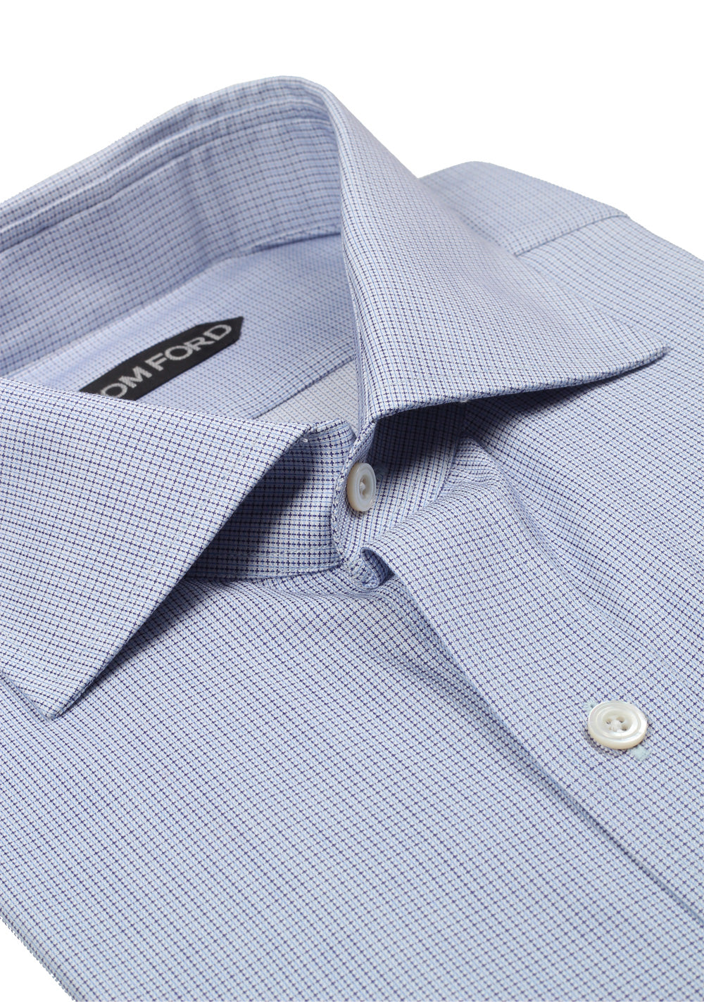TOM FORD Checked White Blue Shirt Size 43 / 17 U.S.