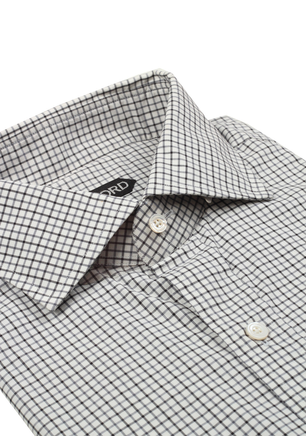 TOM FORD Checked White Blue Shirt Size 41 / 16 U.S.