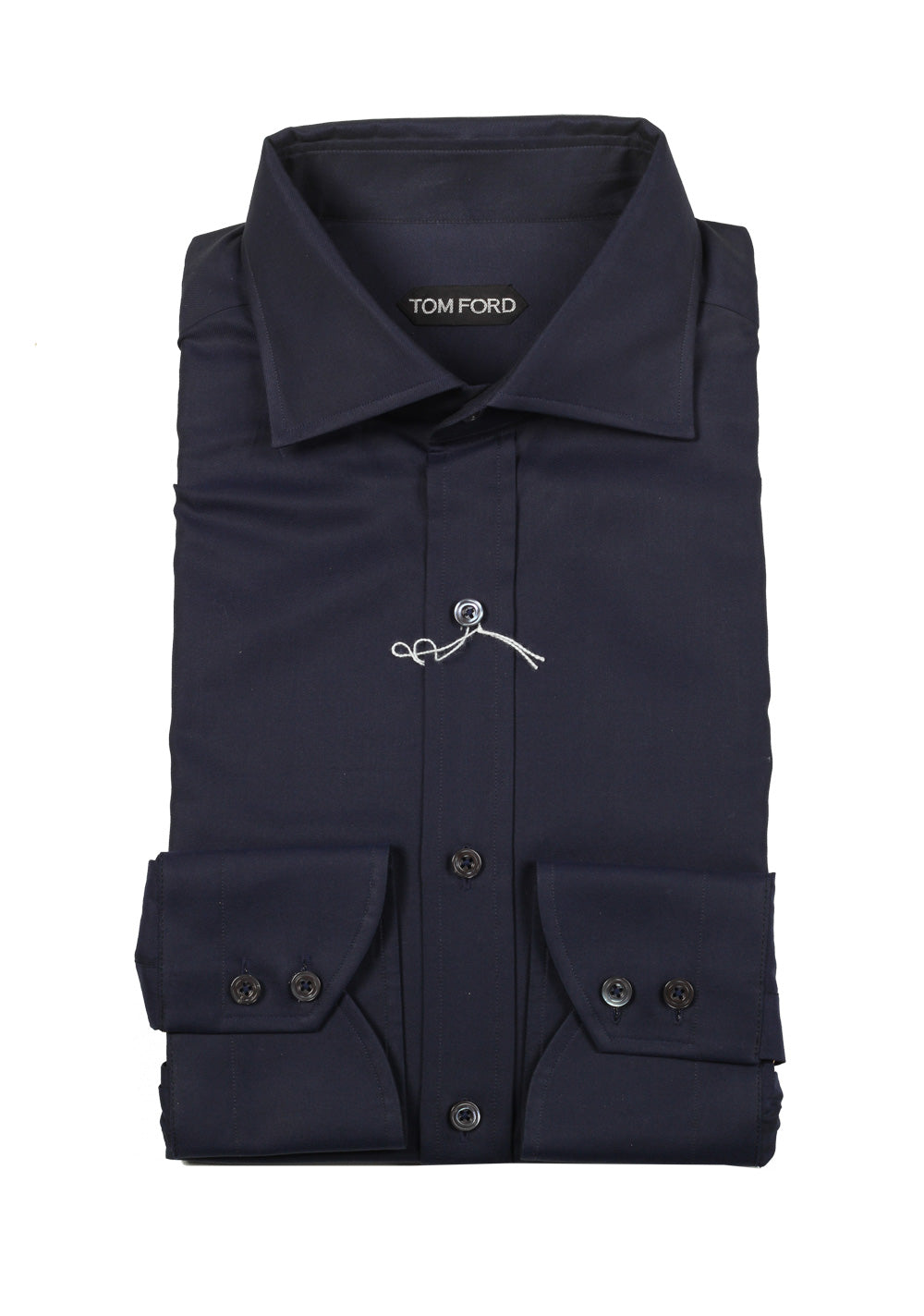 TOM FORD Solid Navy Shirt Size 43 / 17 U.S.