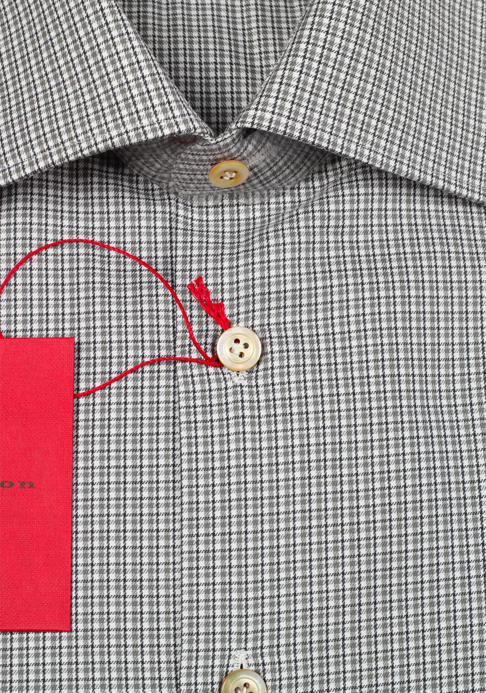Kiton Checked White Gray Shirt Size 41 / 16 U.S.