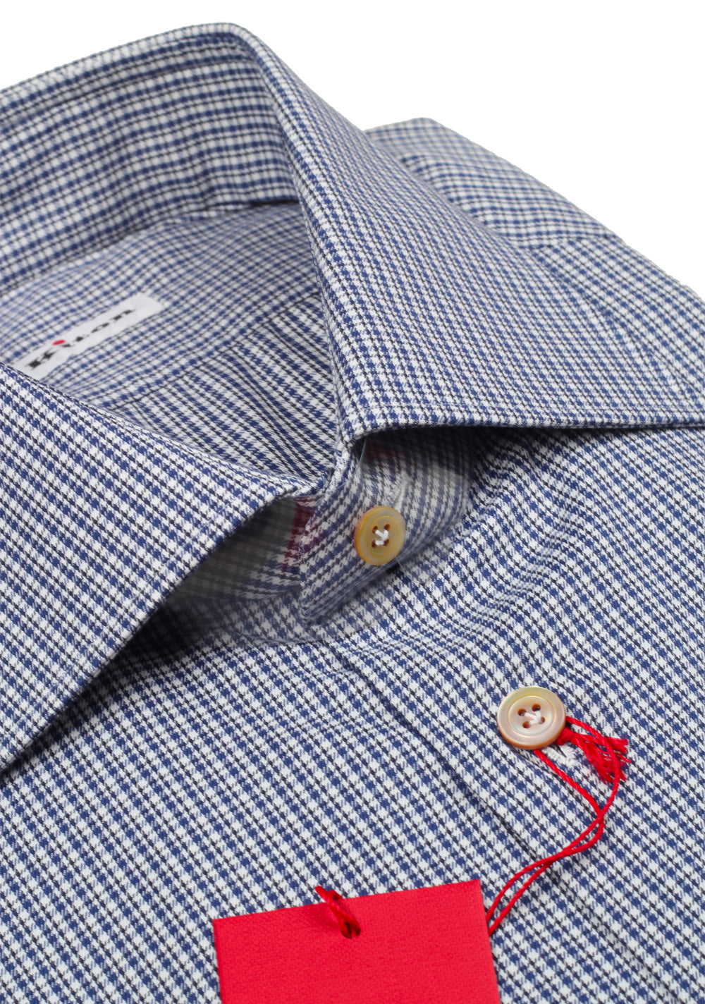 Kiton Checked White Blue Shirt Size 42 / 16,5 U.S.