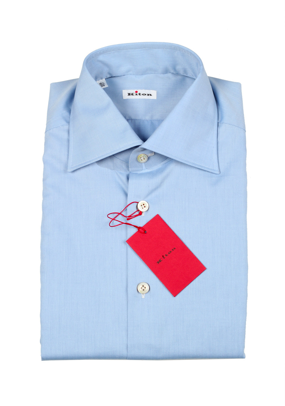 Kiton Solid Blue Shirt Size 39 / 15,5 U.S.