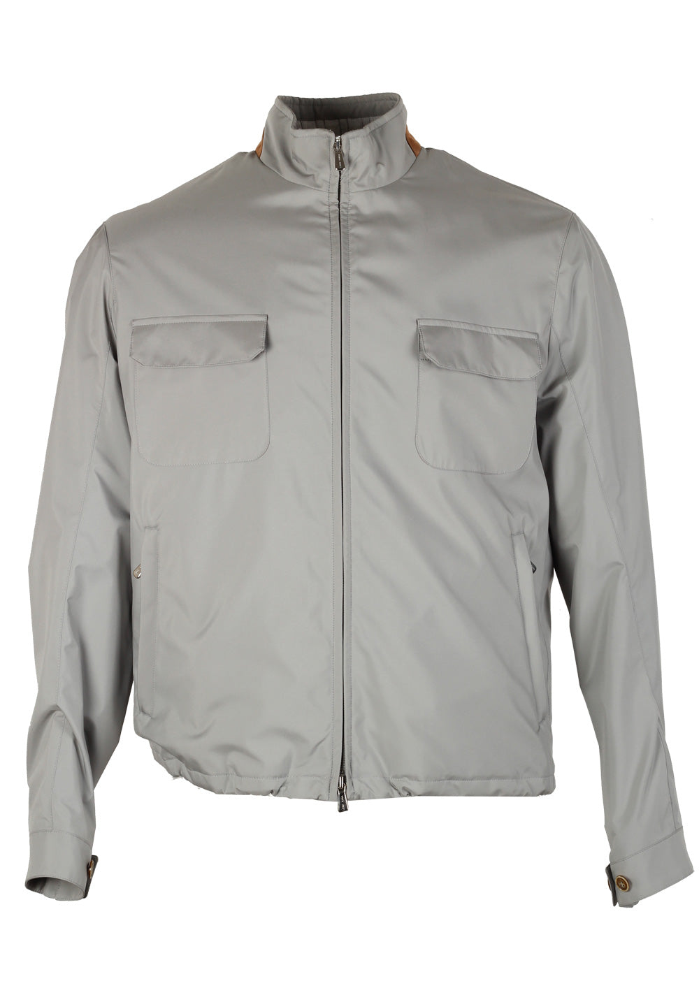 Loro Piana Gray Bomber Jack Storm System Coat Size XL Extra Large Outerwear