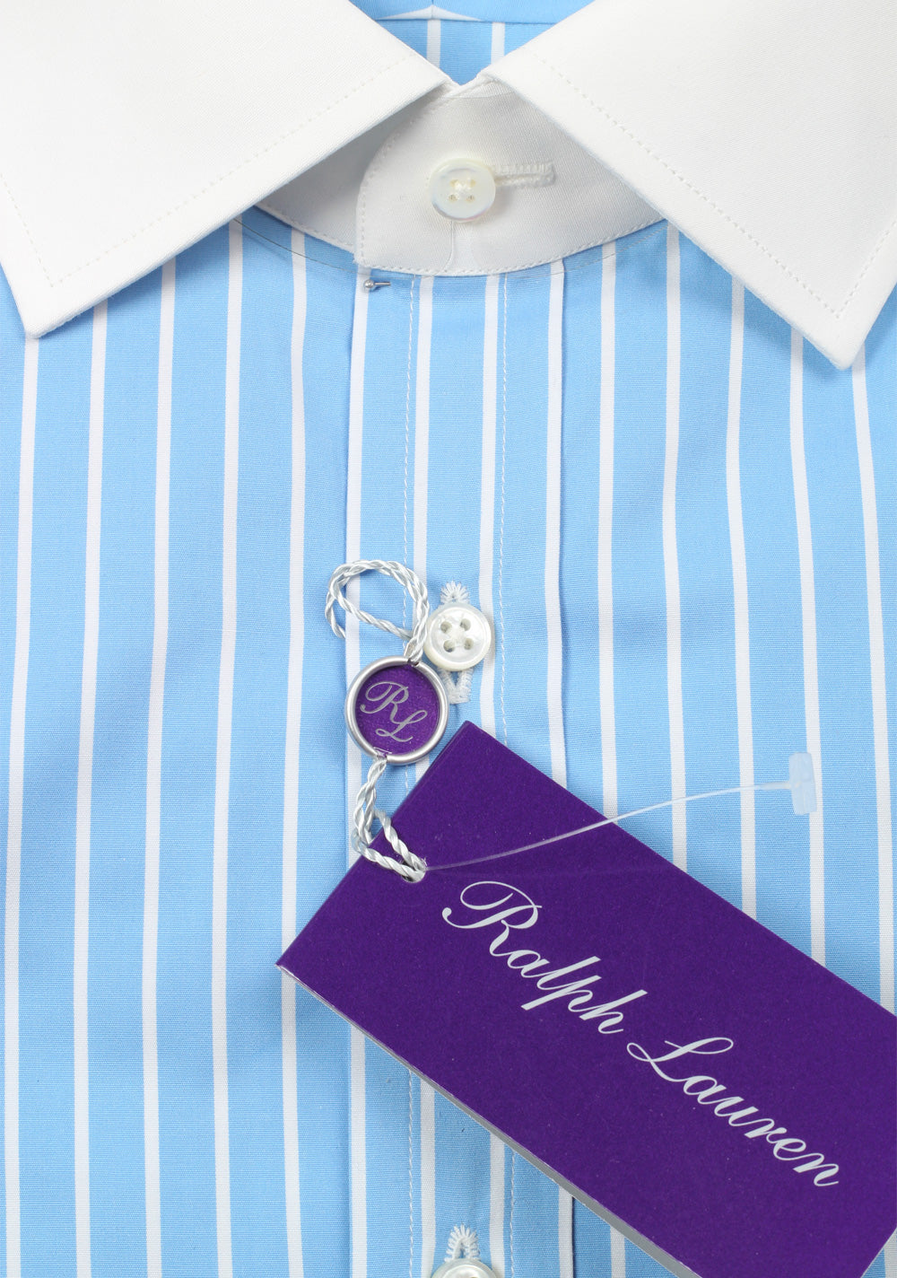 Ralph Lauren Purple Label Sartorial Line Blue Striped Shirt Size 42 / 16.5 U.S.
