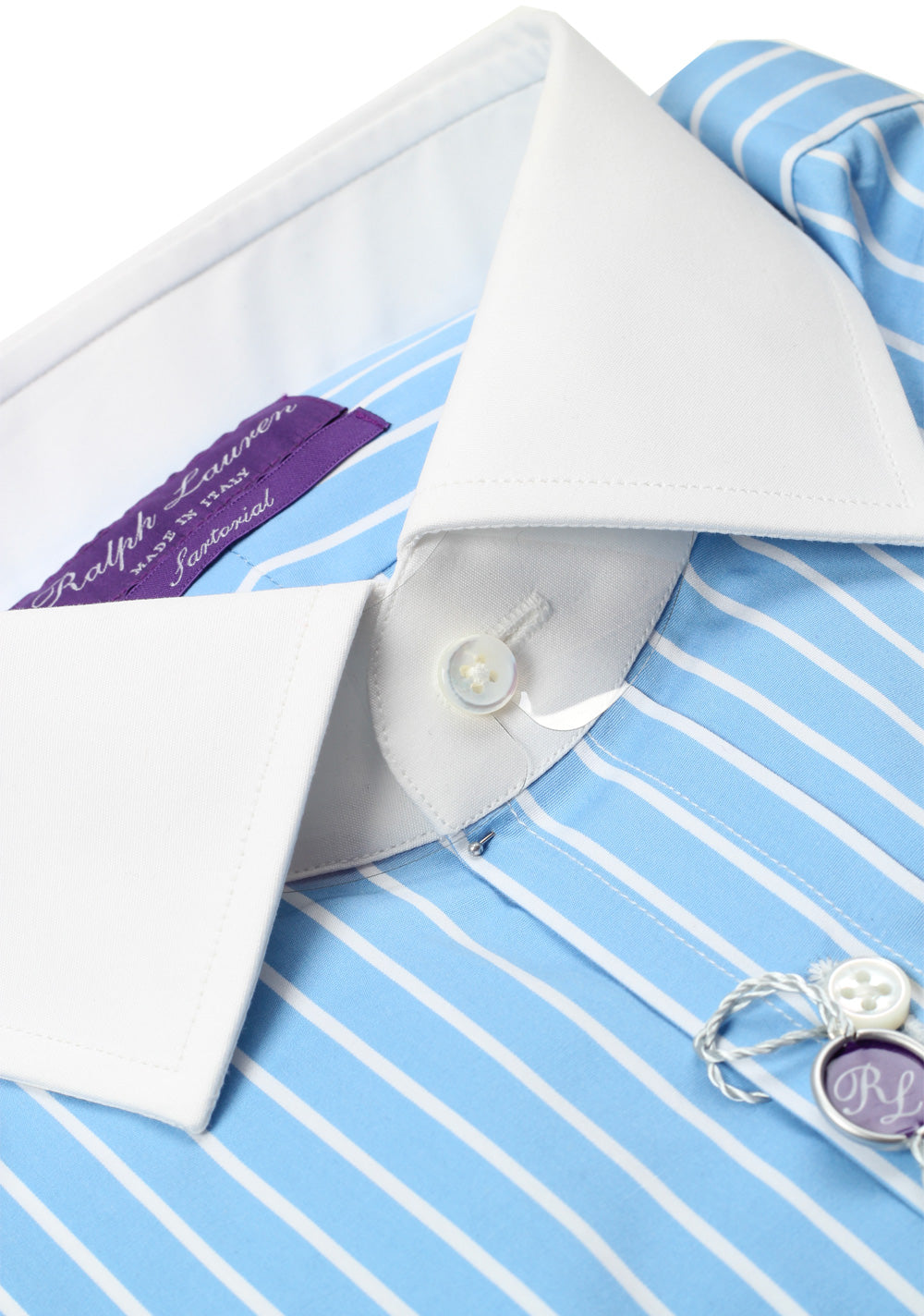 Ralph Lauren Purple Label Sartorial Line Blue Striped Shirt Size 42 / 16.5 U.S.