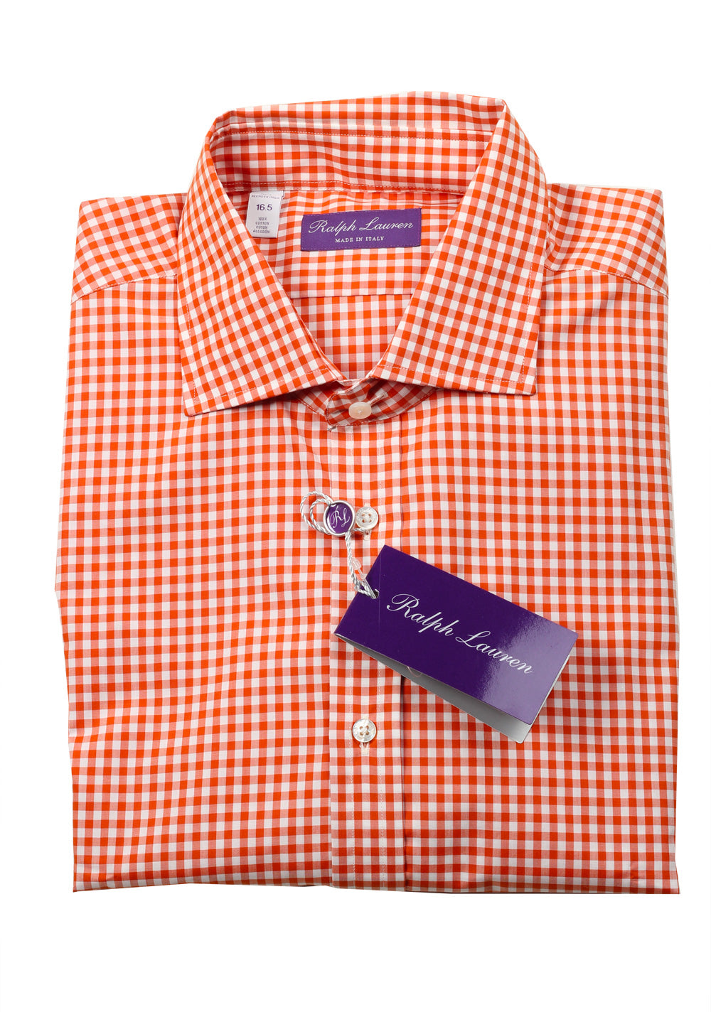 Ralph Lauren Purple Label Rust Brown Checked Shirt Size 42 / 16.5 U.S.