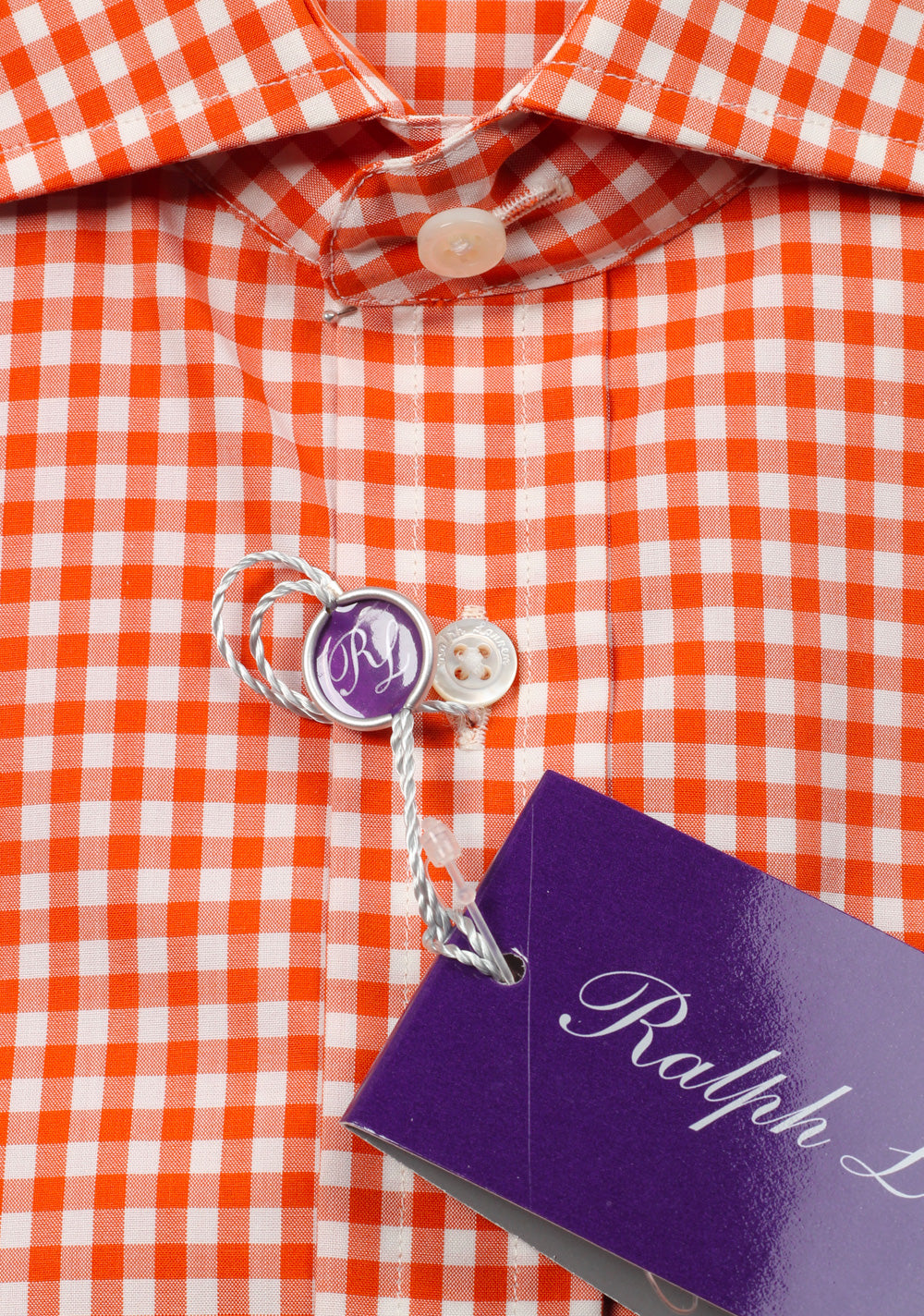 Ralph Lauren Purple Label Rust Brown Checked Shirt Size 42 / 16.5 U.S.