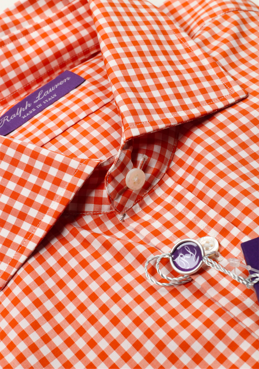 Ralph Lauren Purple Label Rust Brown Checked Shirt Size 42 / 16.5 U.S.