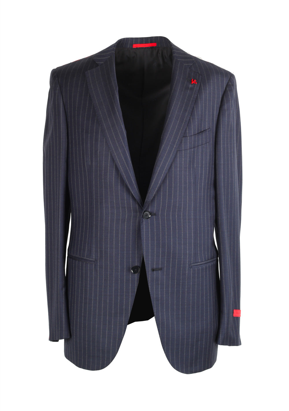 Isaia Napoli Striped Blue Suit Size 48 / 38R U.S. Super 140s Base Tribeca
