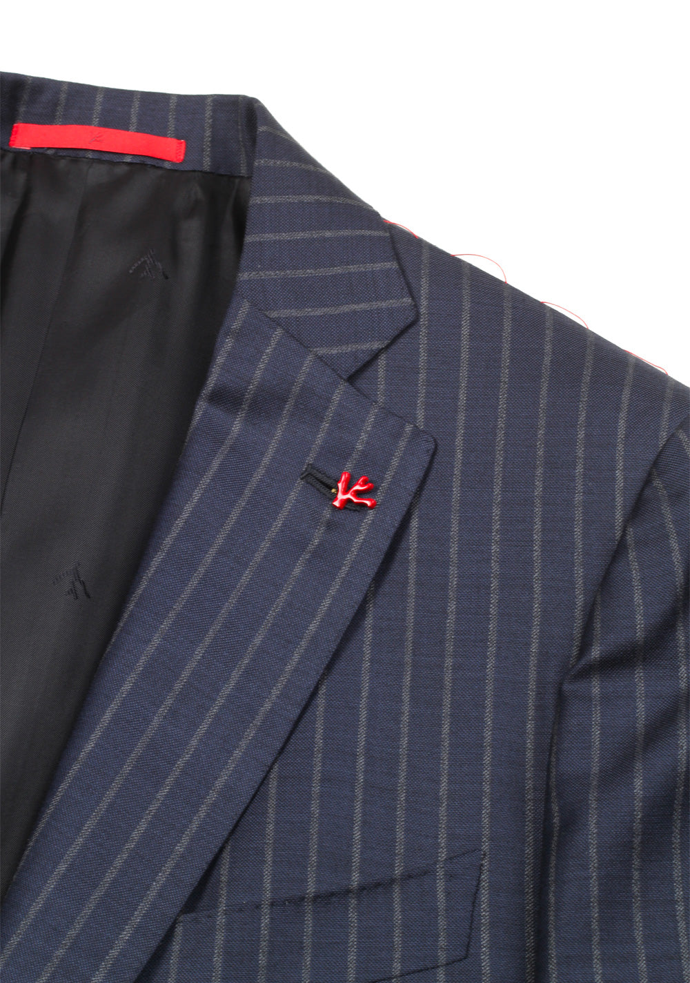 Isaia Napoli Striped Blue Suit Size 48 / 38R U.S. Super 140s Base Tribeca