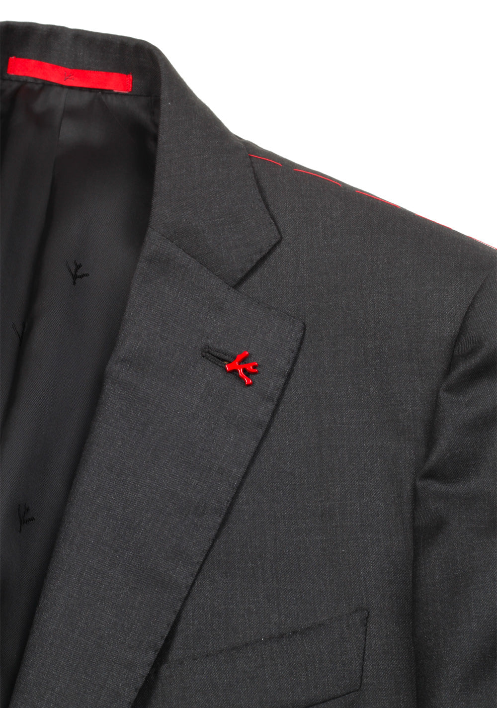 Isaia Napoli Charcoal Suit Size 48L / 38LR U.S. Super 130s Base Tribeca