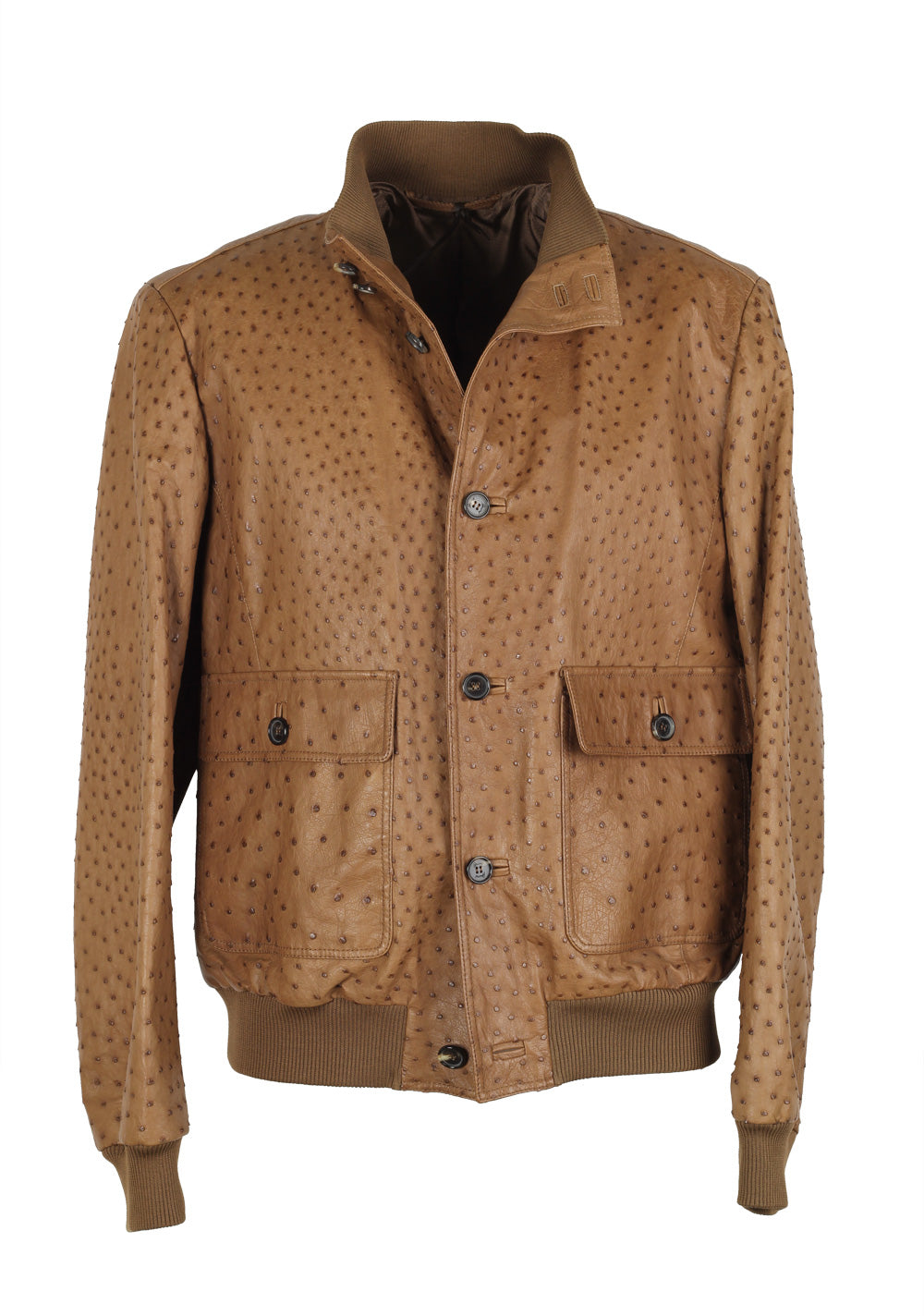 Brioni Palissandro Blouson Coat Ostrich Leather Jacket Size 52 / 42R U.S.