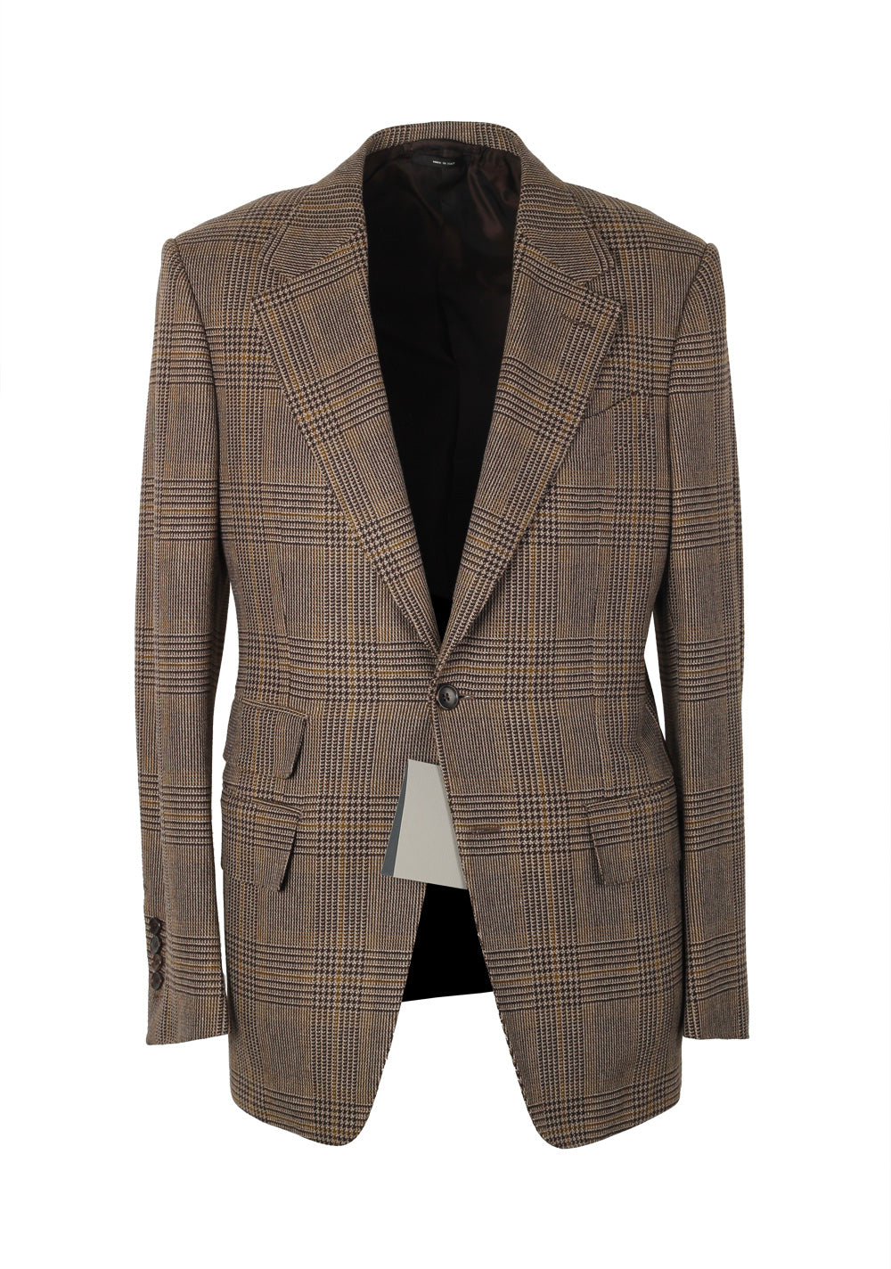 TOM FORD Shelton Checked Brown Sport Coat Size 46 / 36R In Wool Cashmere