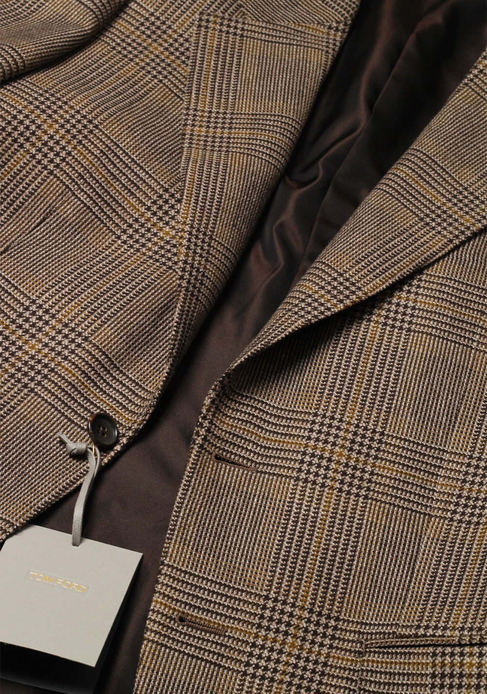 TOM FORD Shelton Checked Brown Sport Coat Size 46 / 36R In Wool Cashmere