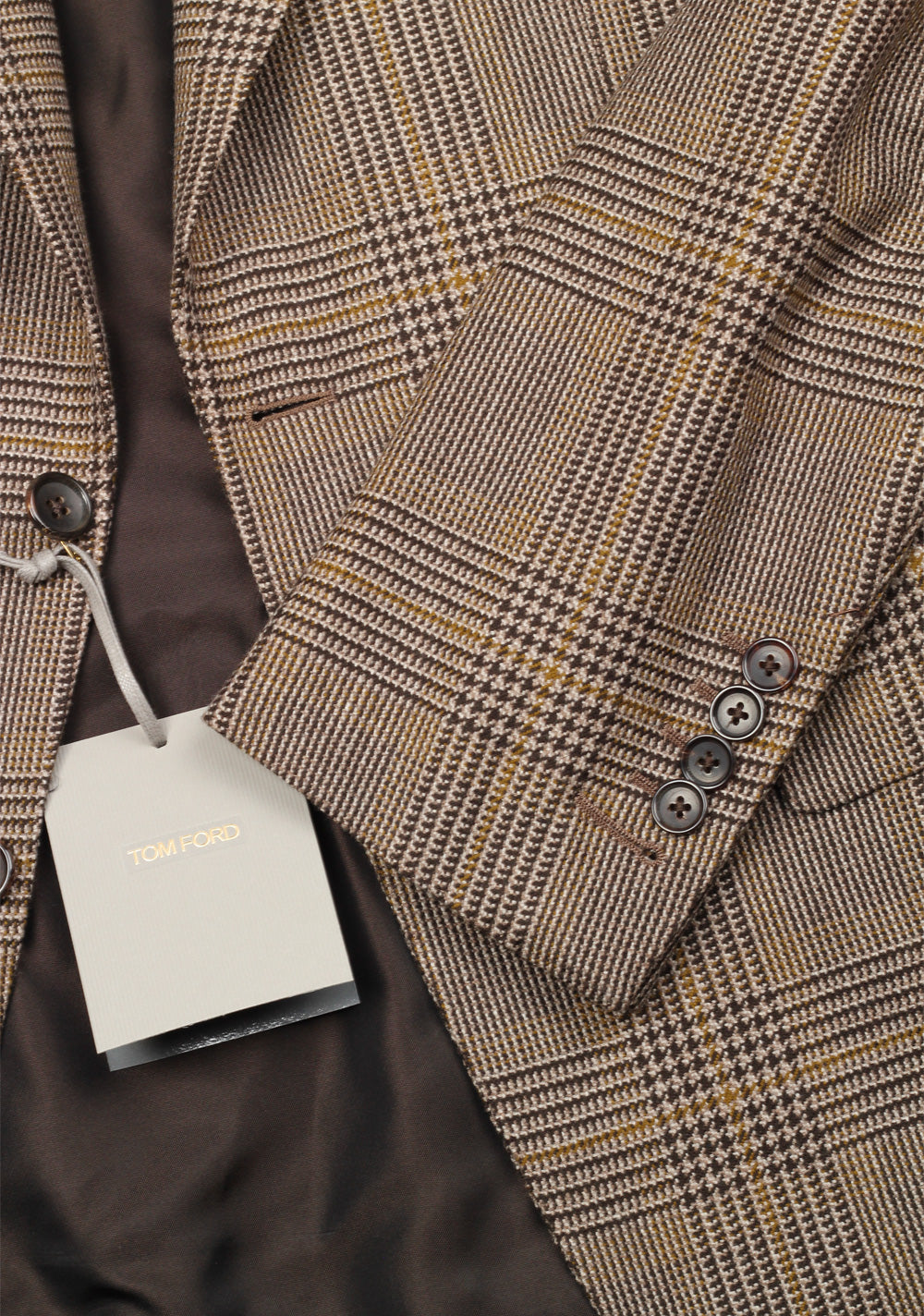 TOM FORD Shelton Checked Brown Sport Coat Size 46 / 36R In Wool Cashmere