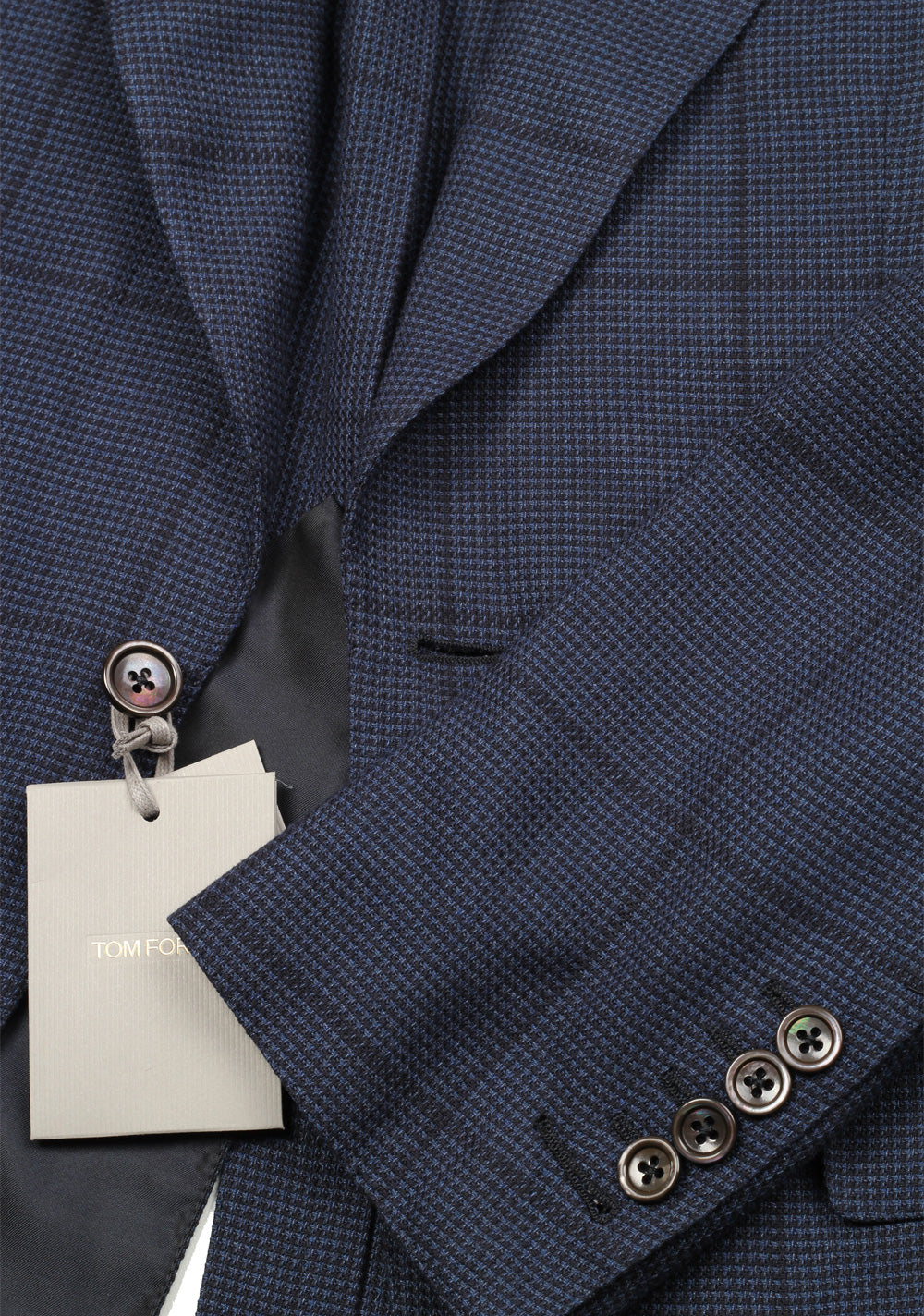 TOM FORD Shelton Checked Blue Sport Coat Size 46 / 36R In Silk