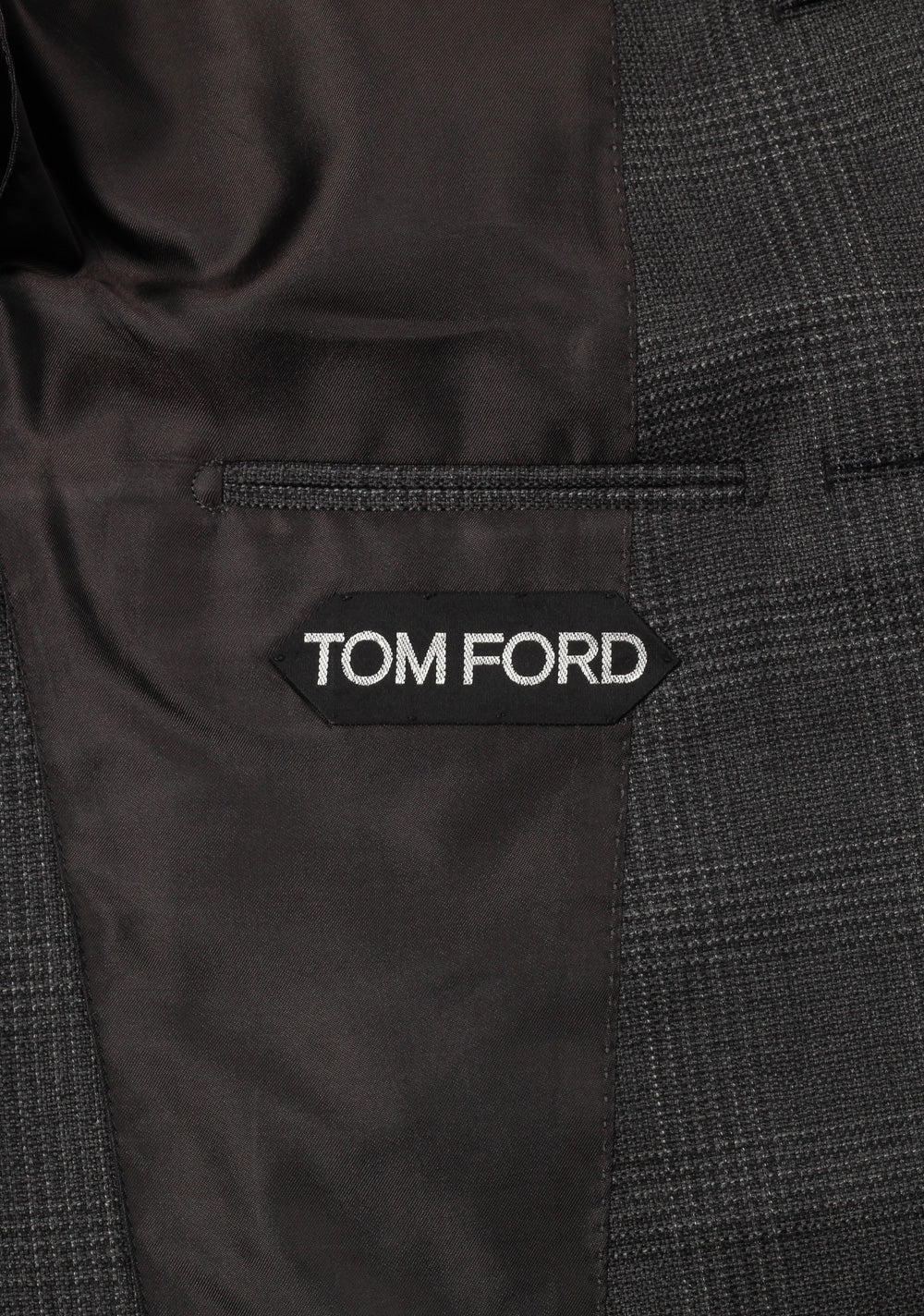 TOM FORD Shelton Checked Gray Suit Size 46 / 36R U.S. In Mohair Silk Linen